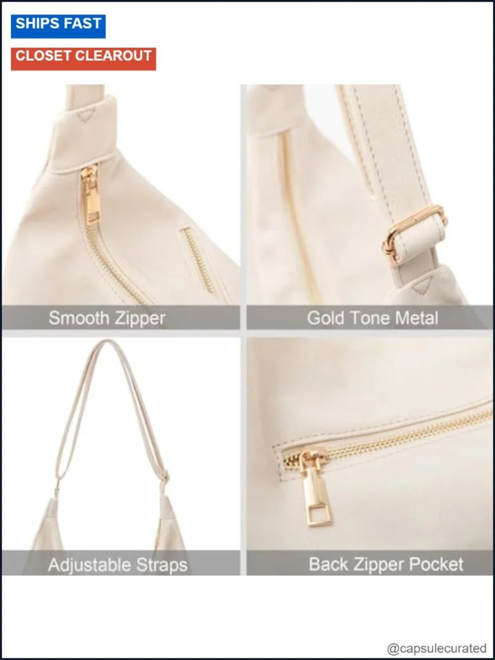 Women's Foldable Hobo Bag Vegan Leather Shoulder Purse Crossbody Tote